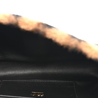 Fendi Shearling Vitello Dolce Macro FF 1974 Mini Baguette Tobacco Black 5 of 10