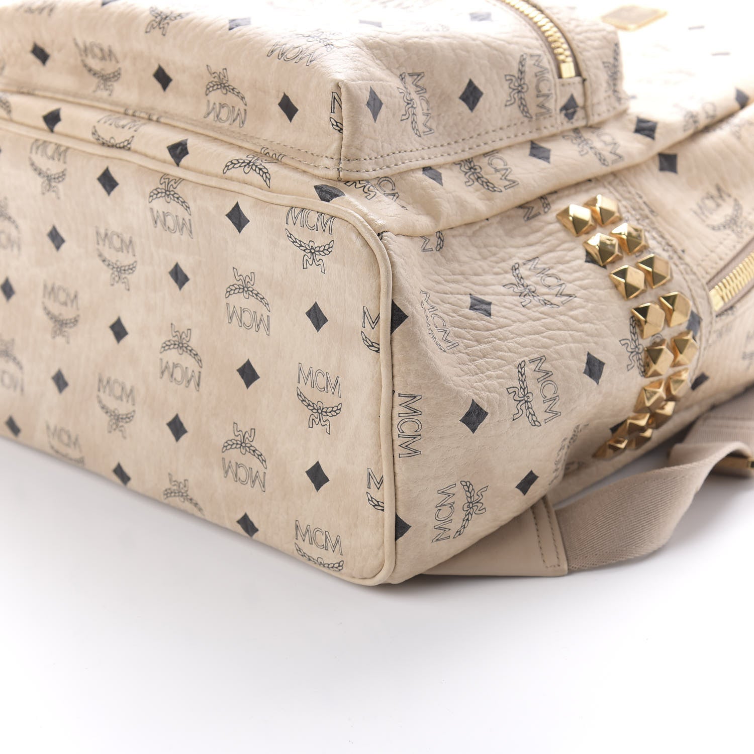 MCM Visetos Small Side Stud Stark Backpack Beige 6 of 8
