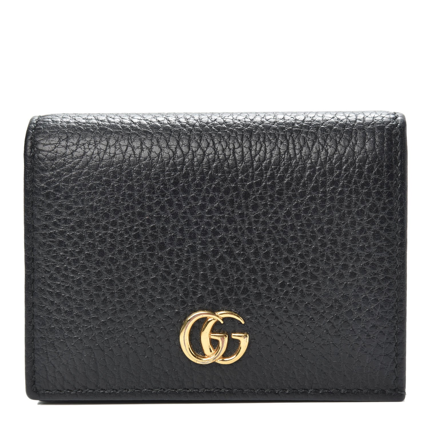 Gucci Pebbled Calfskin GG Marmont Card Case Black 1 of 10