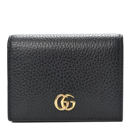 Gucci Pebbled Calfskin GG Marmont Card Case Black 1 of 10