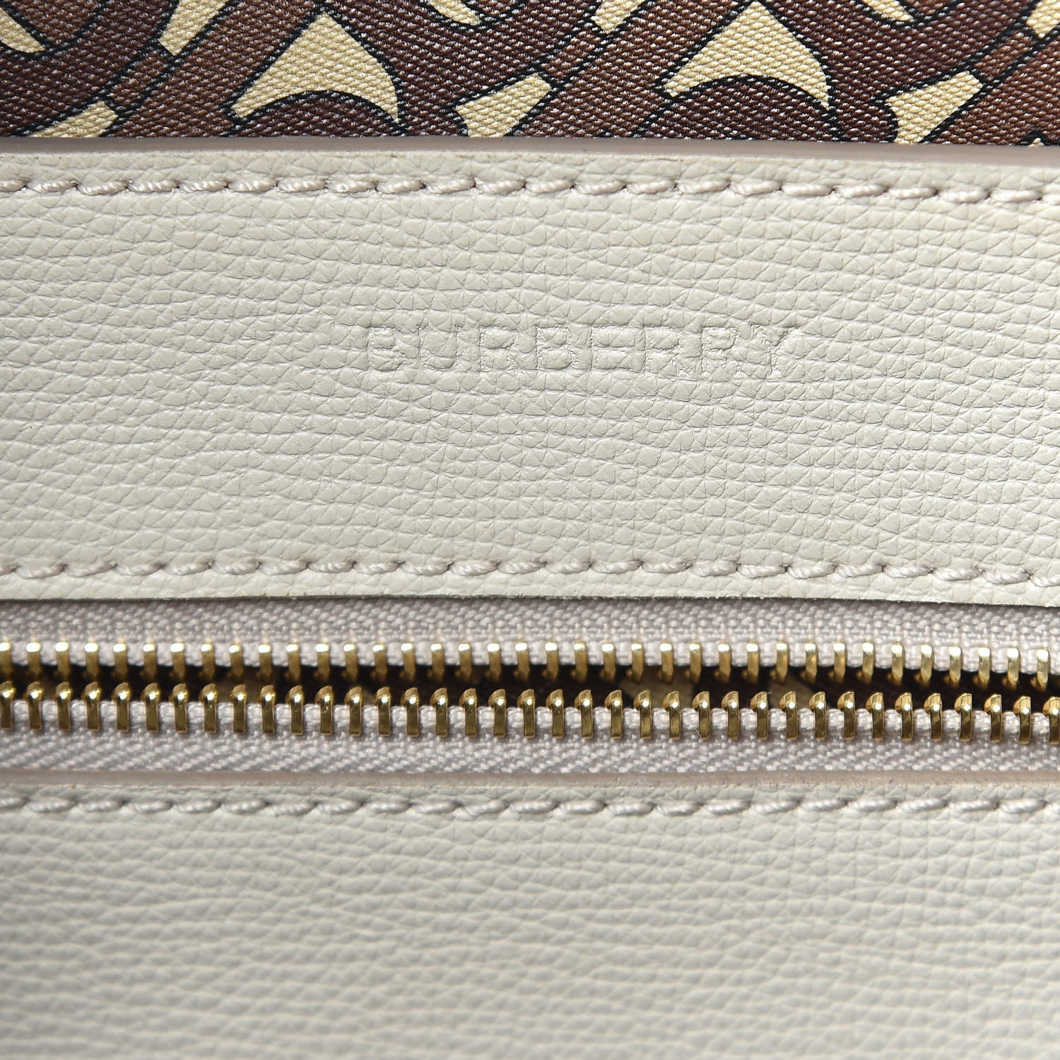 Burberry Calfskin Embossed Monogram Motif Medium Tote Limestone 8 of 9