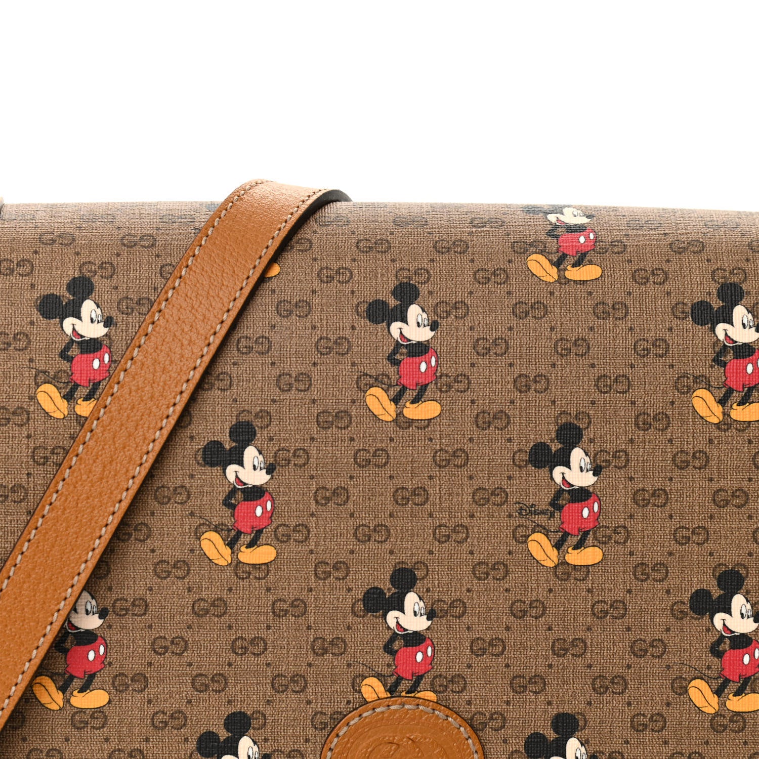 Gucci X DISNEY Mini Vintage GG Supreme Monogram Mickey Mouse Small Flap Messenger Bag Beige Vintage Sun Oil 8 of 10