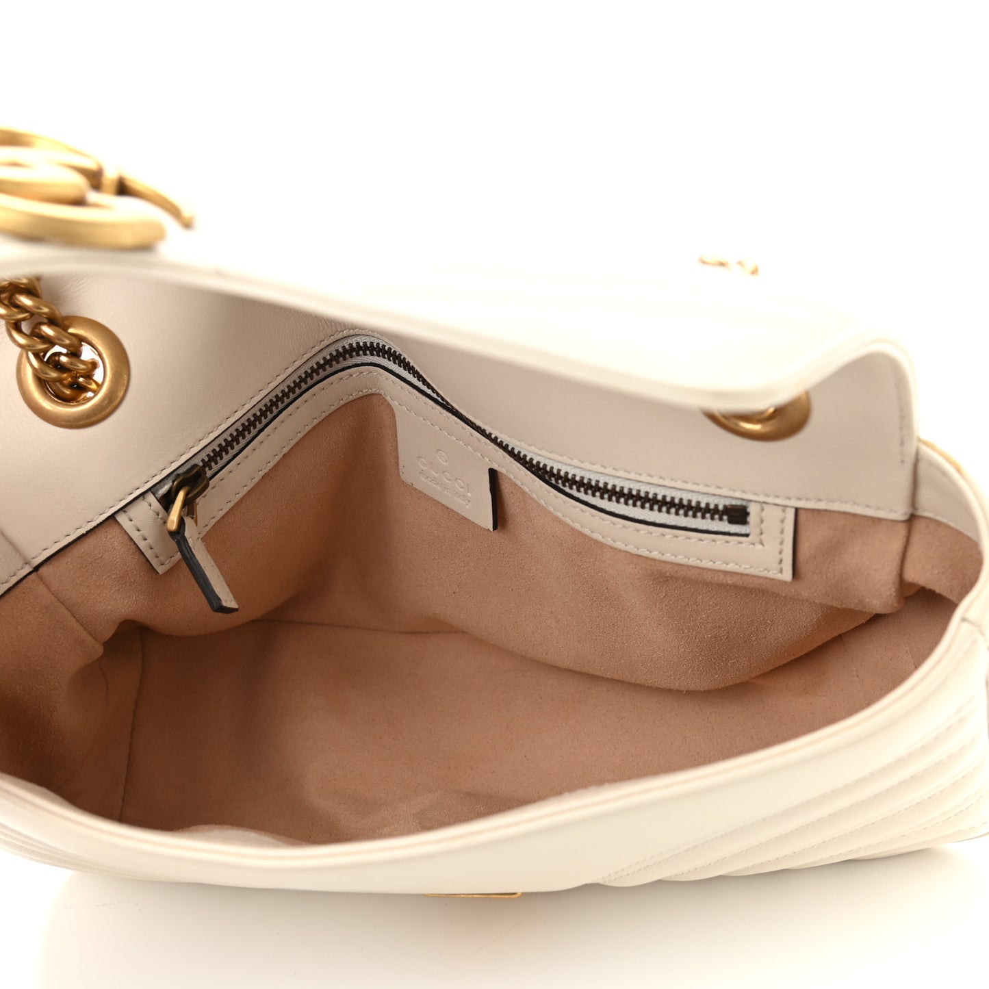 Calfskin Matelasse Small GG Marmont Shoulder Bag White