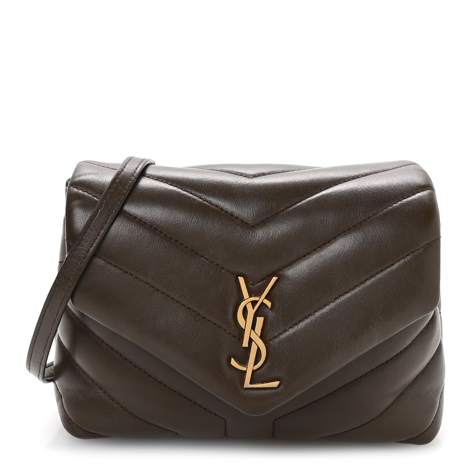 Saint Laurent Calfskin Y Quilted Monogram Toy Loulou Crossbody Bag Soil Brown 1 of 12