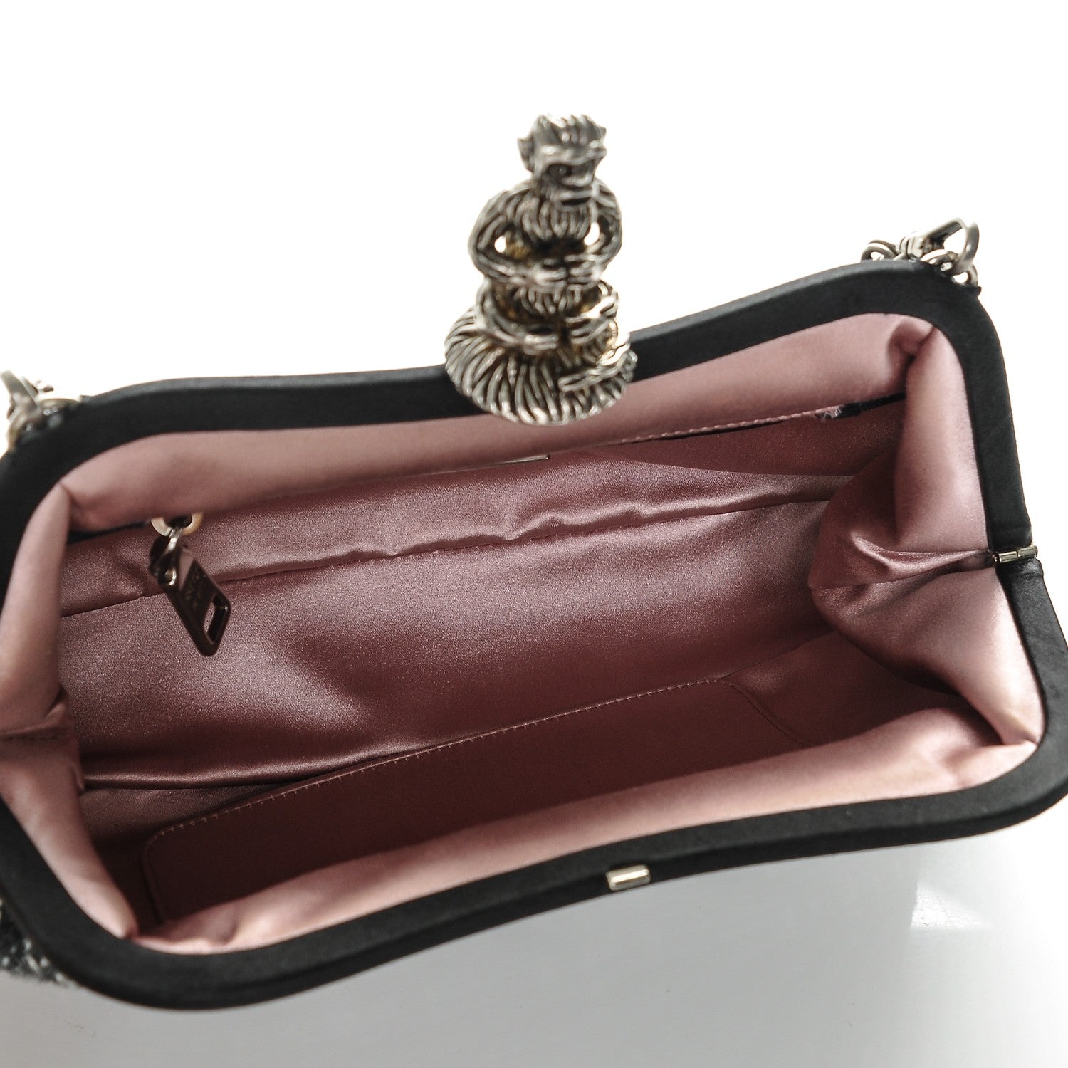 Prada Tweed Monkey Kisslock Frame Bag Black 5 of 6