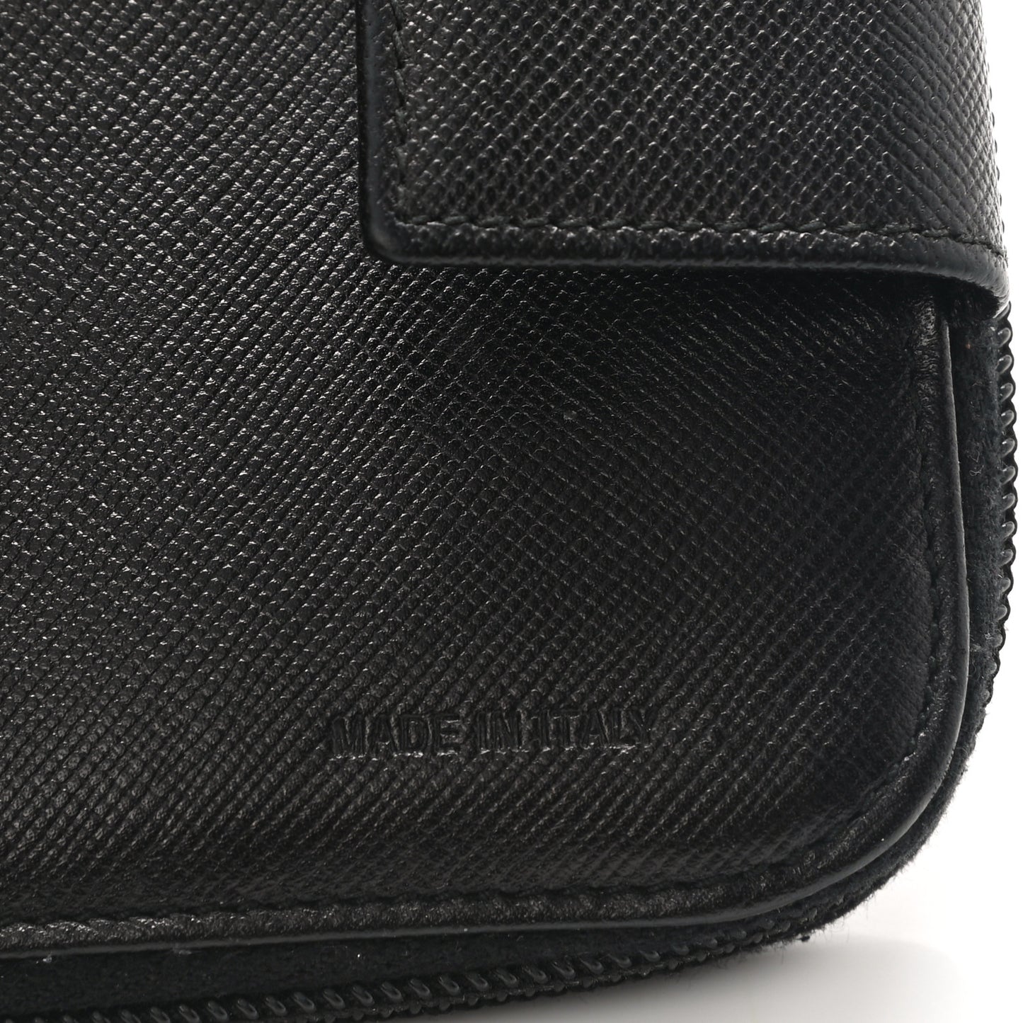 Saffiano Metal Compact Zip Around Wallet Black