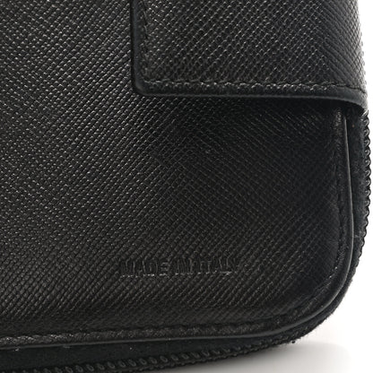 Prada Saffiano Metal Compact Zip Around Wallet Black 8 of 9
