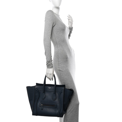 Celine Drummed Calfskin Mini Luggage Blue 2 of 13