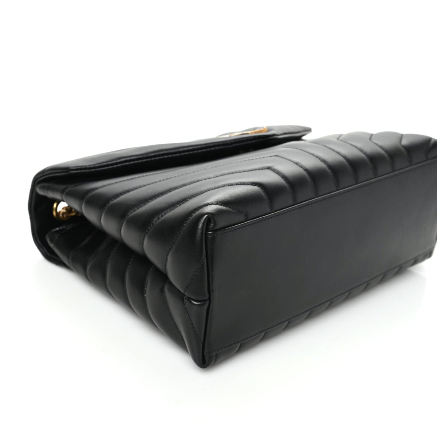 Calfskin Y Quilted Monogram Medium Loulou Chain Satchel Black