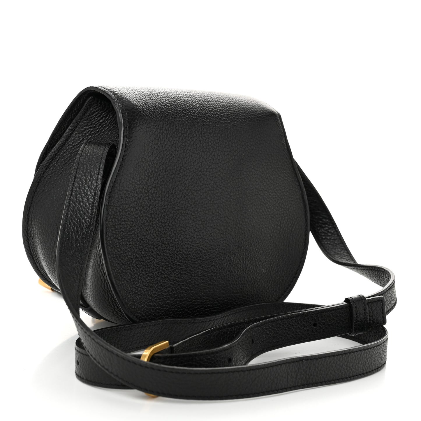 Grained Calfskin Small Marcie Saddle Bag Black