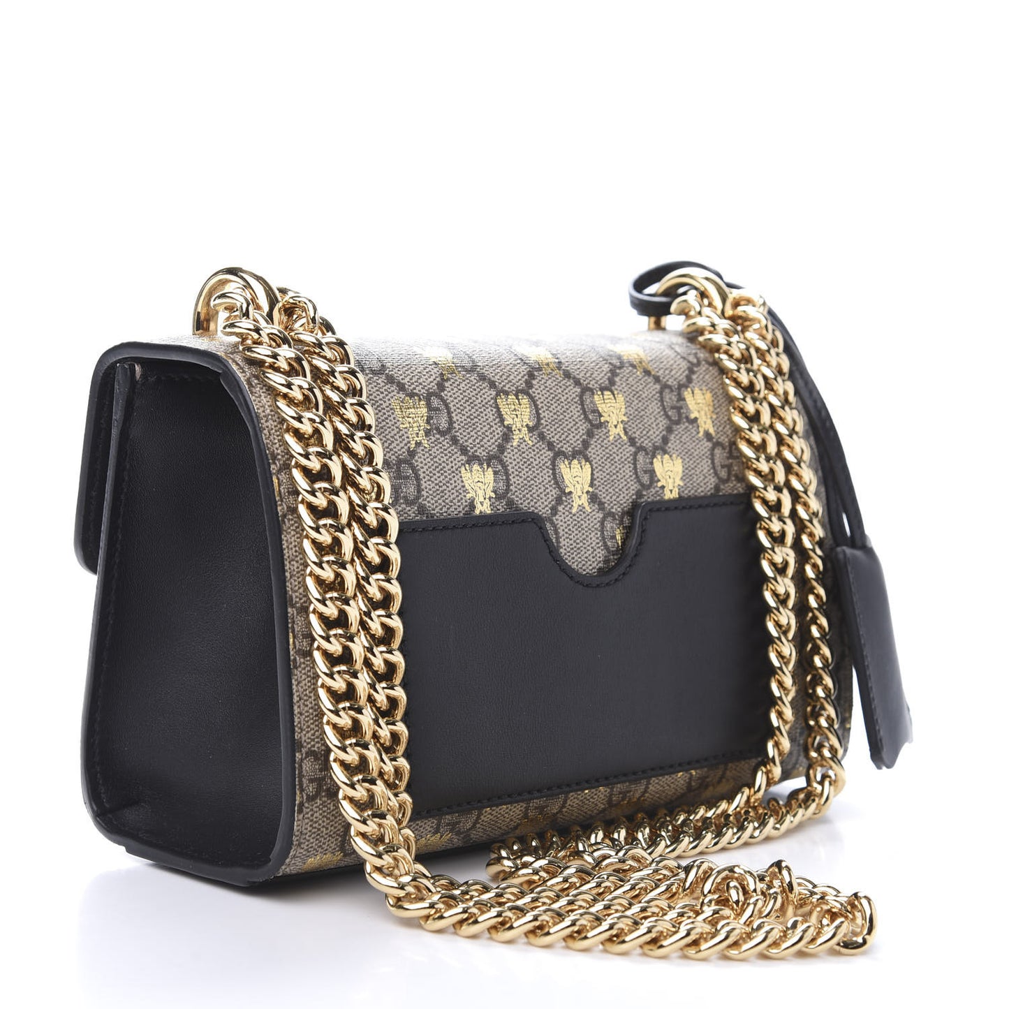GG Supreme Monogram Bees Small Padlock Shoulder Bag Black