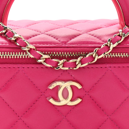 Chanel Lambskin Quilted Small Top Handle Vanity Case With Chain Dark Pink 9 of 12
