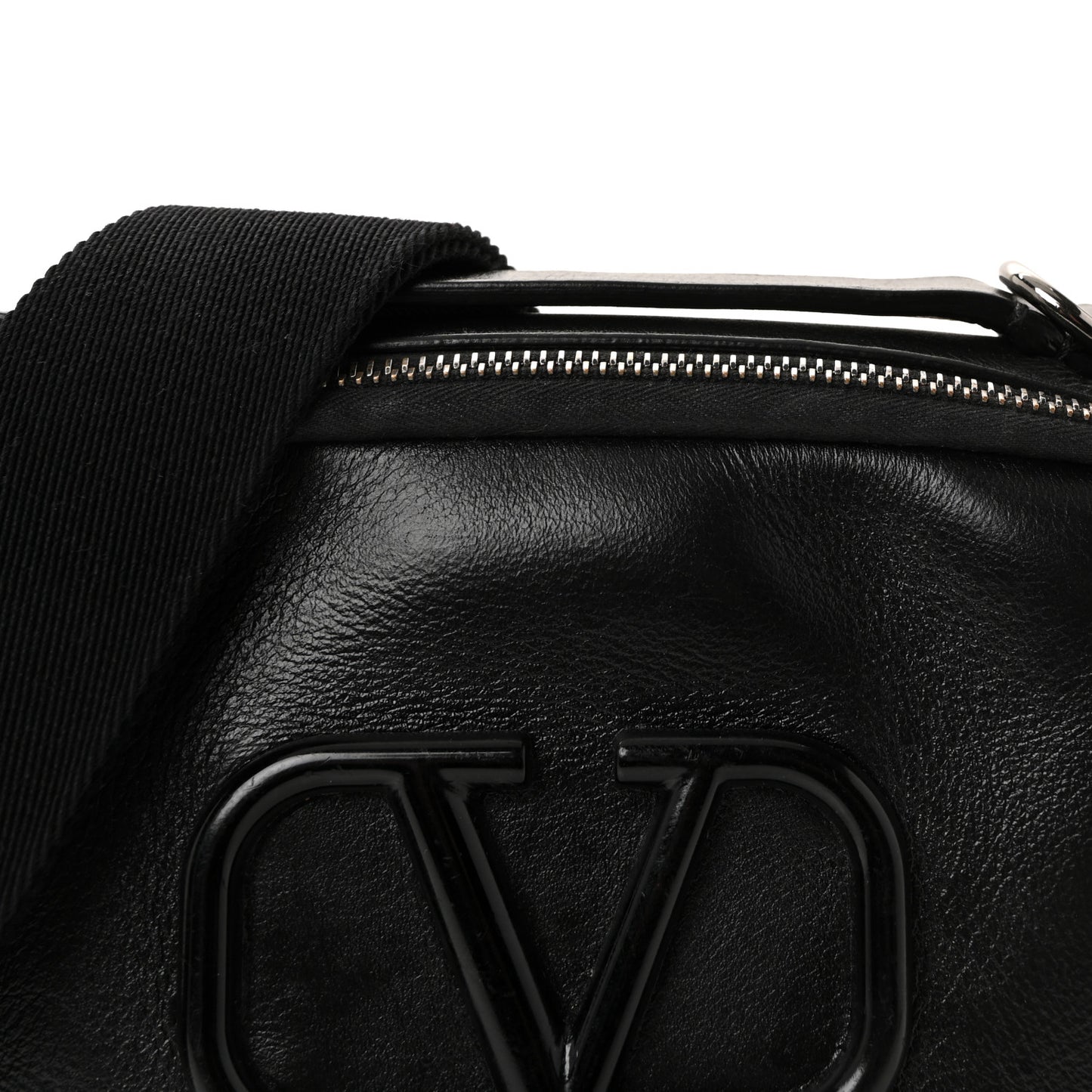 Calfskin Lacquered Vlogo Crossbody Bag Black