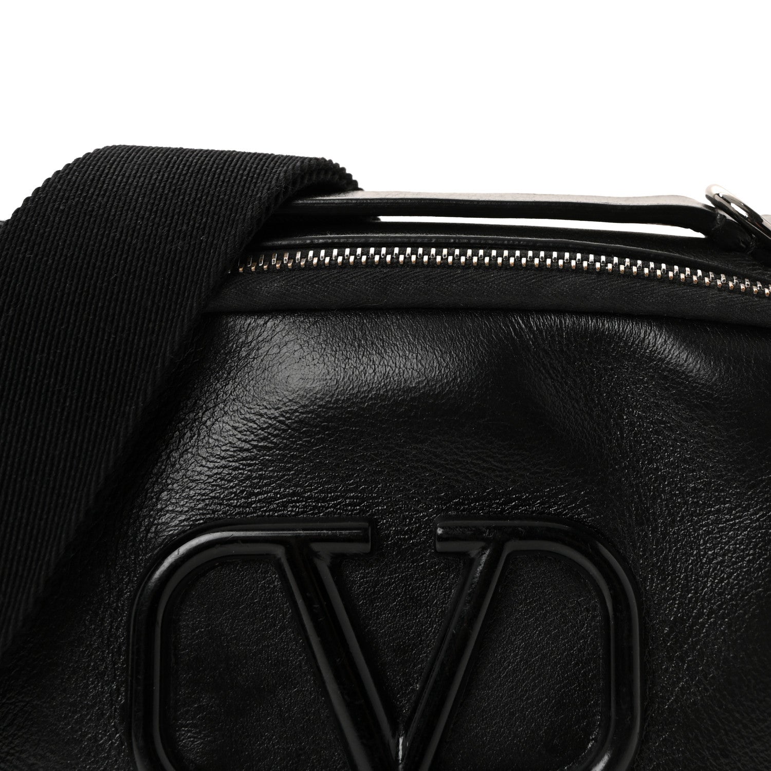 Valentino Garavani Calfskin Lacquered Vlogo Crossbody Bag Black 7 of 9
