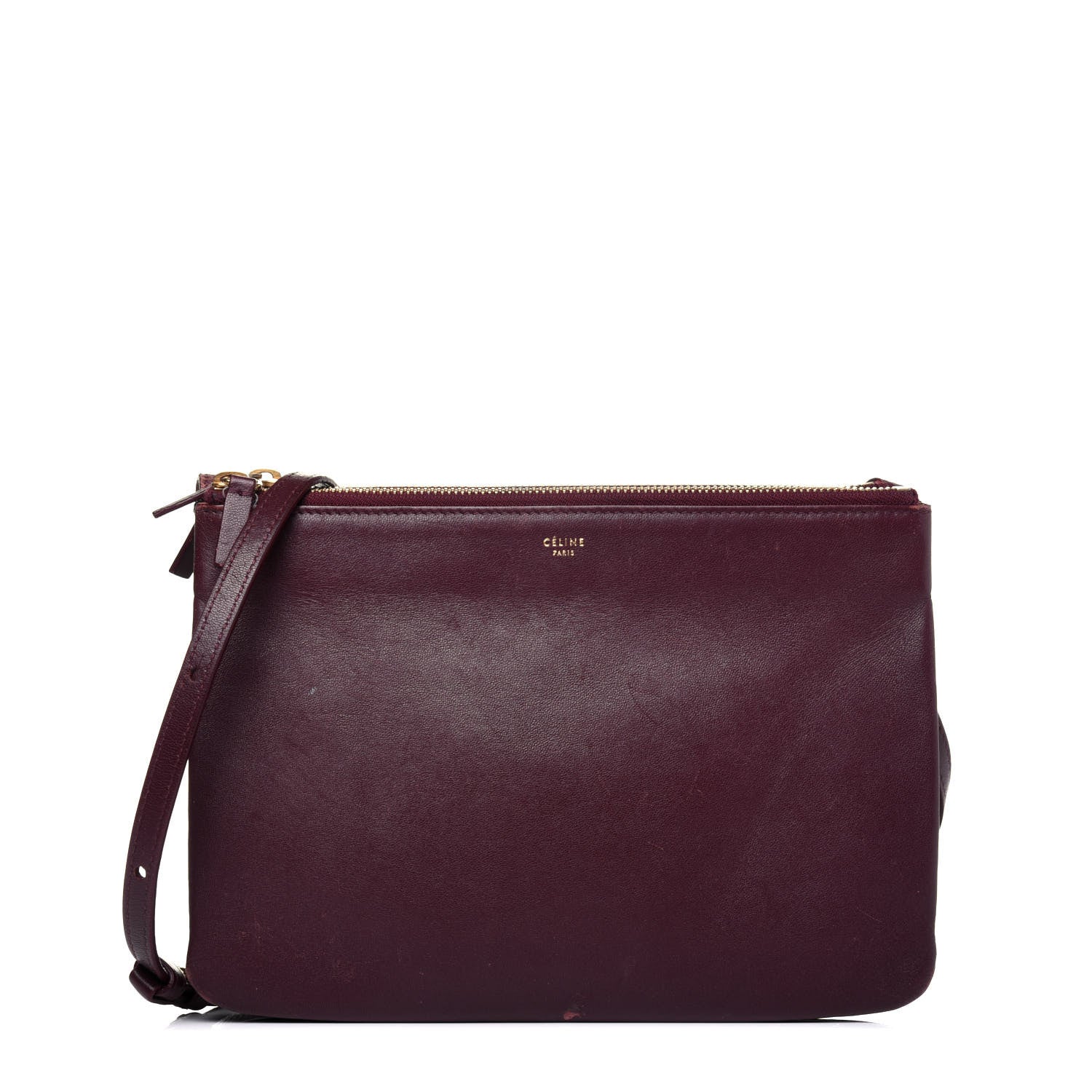 Celine Lambskin Large Trio Crossbody Bag Burgundy 1 of 21