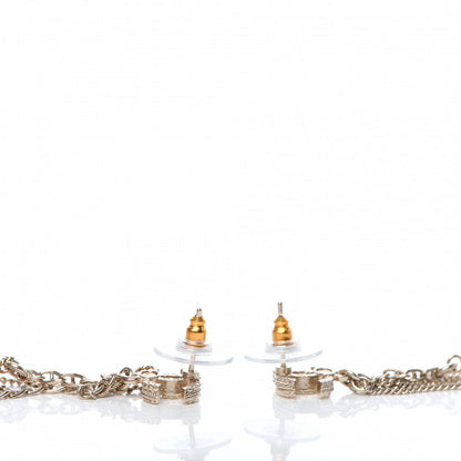 Chanel Chain Pearl CC Drop Earrings Light Gold 3 of 5