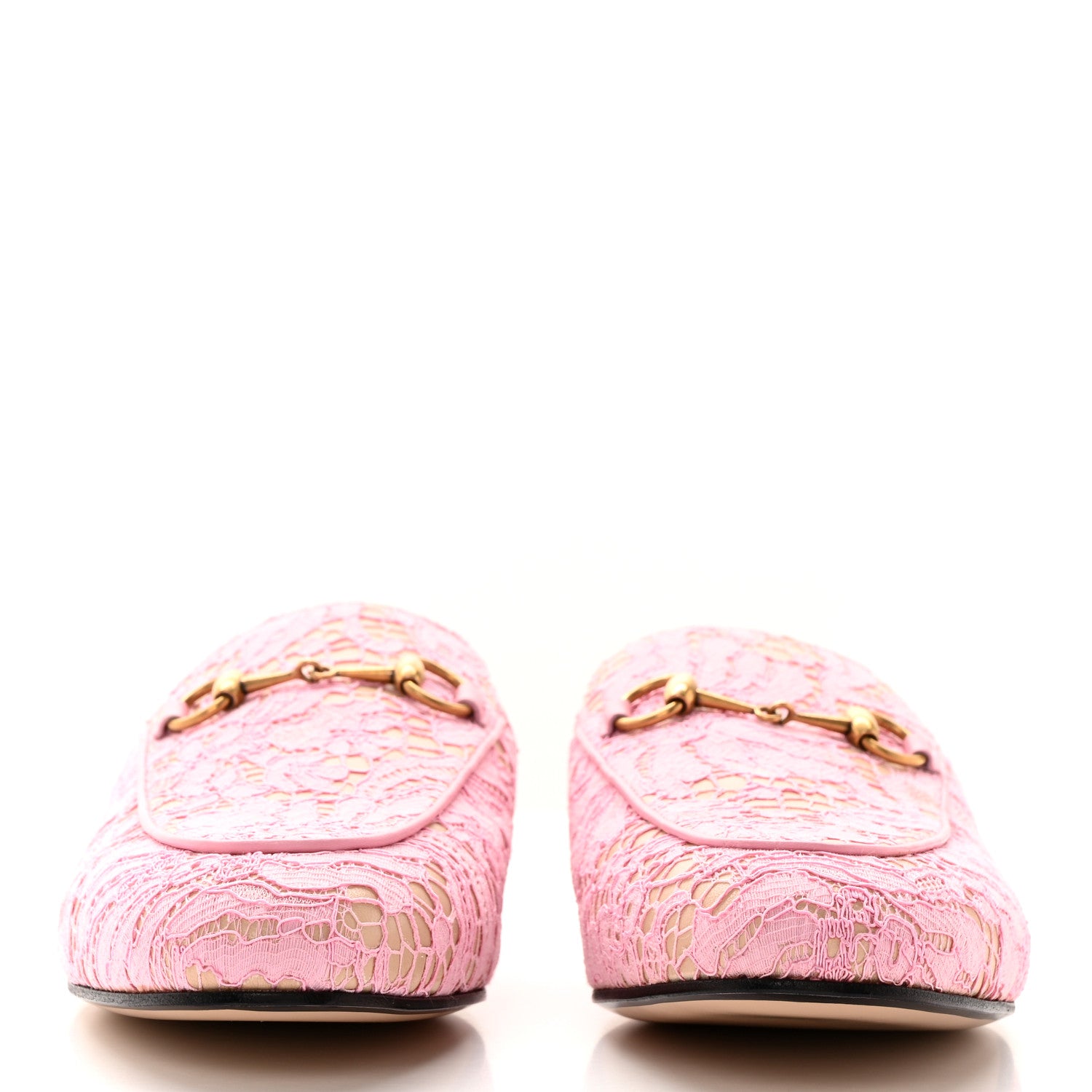 Gucci Lace Malaga Kid Womens Princetown Slippers 38 Sugar Pink Skin Rose 2 of 21