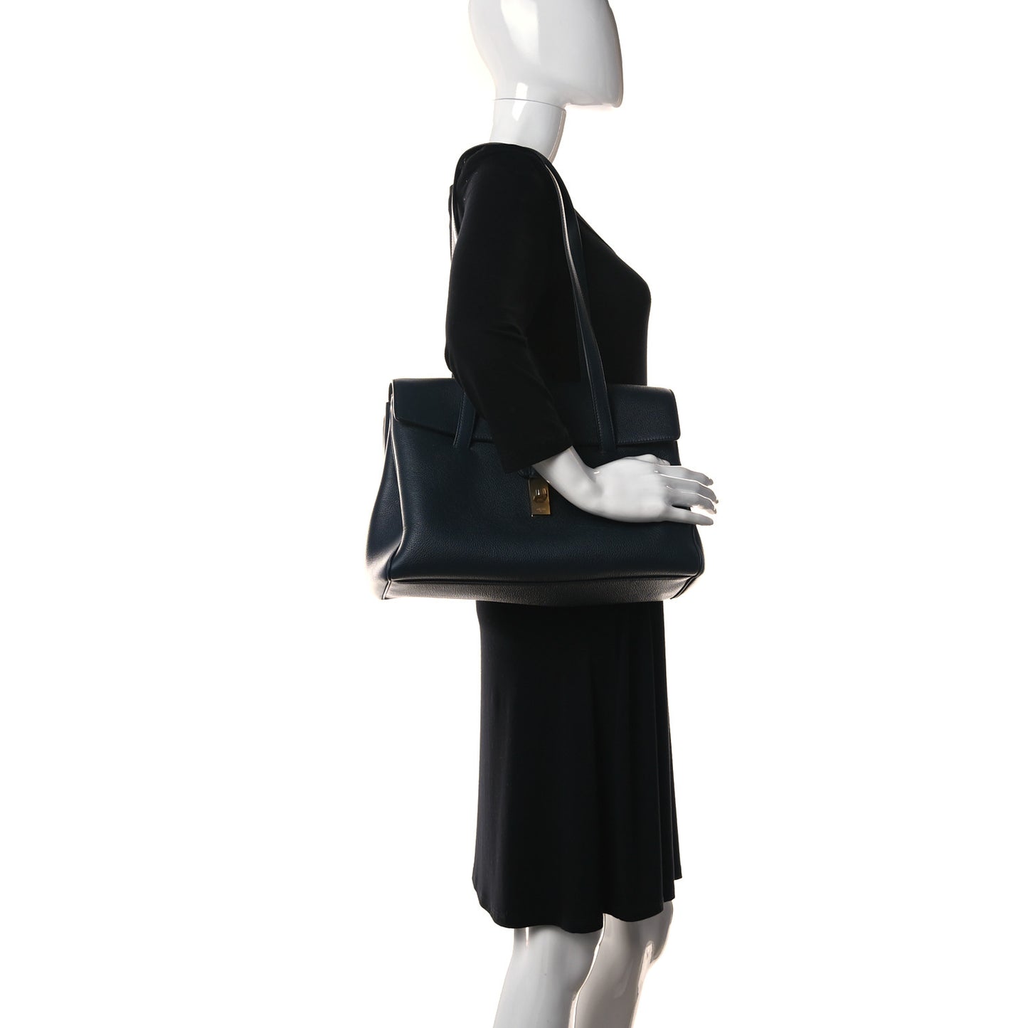Supple Grained Calfskin Medium Soft 16 Bag Navy Blue