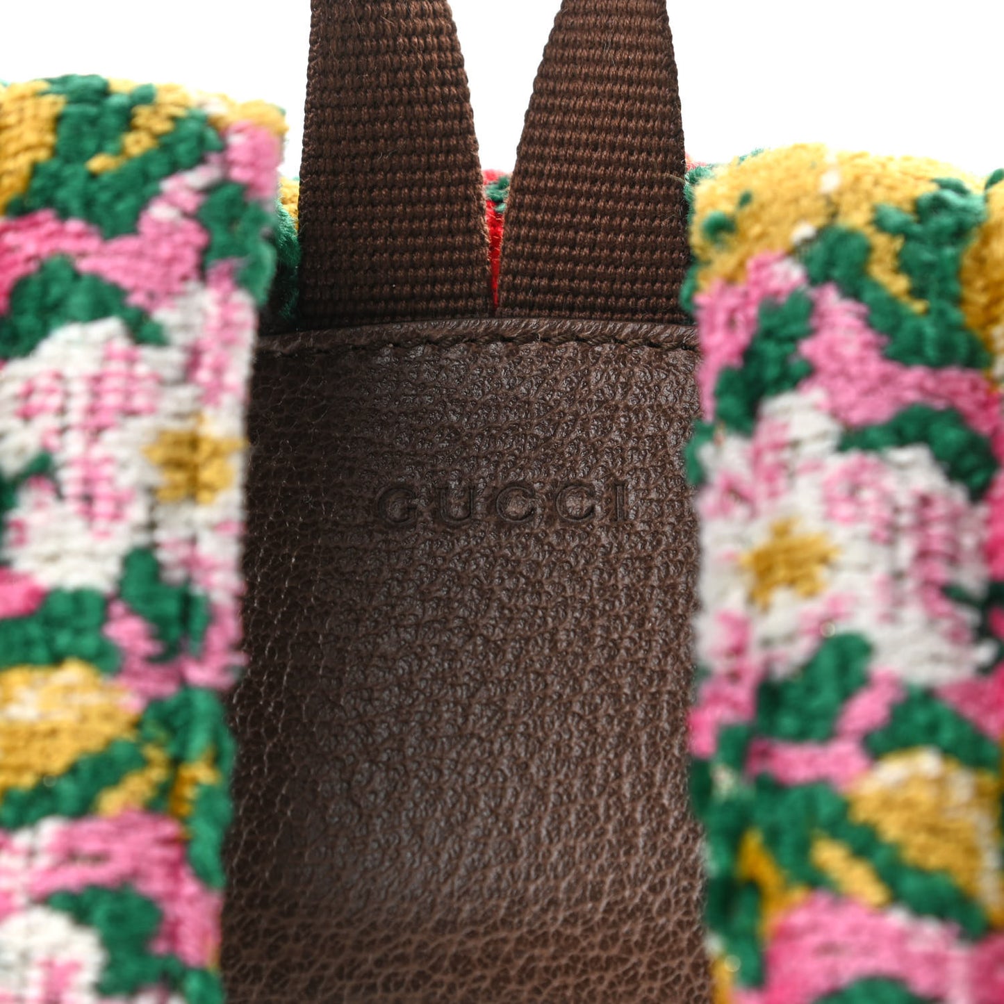 Velvet Jacquard Tapestry Script Logo Large Double Pocket Backpack Green Multicolor
