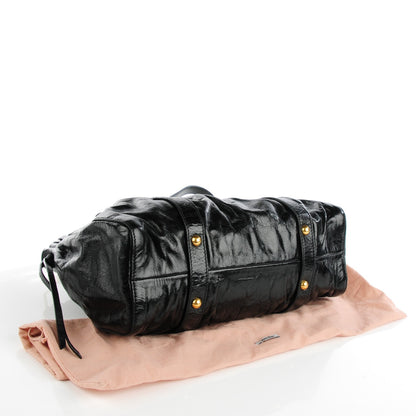 Miu Miu Vitello Lux Gathered Tote Black 4 of 8