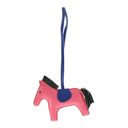 Hermes Milo Lambskin Grigri Rodeo Bag Charm MM Rose Azalee Bleu Electrique Vert Cypress 1 of 6