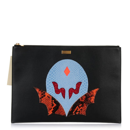 Stella McCartney Faux Leather Superstellaheroes Zipped Clutch Black Blue 1 of 8