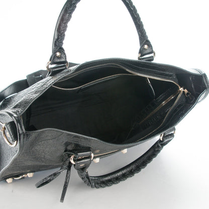 Balenciaga Calfskin Crocodile Embossed Giant 12 Gold Hardware City Black 5 of 7