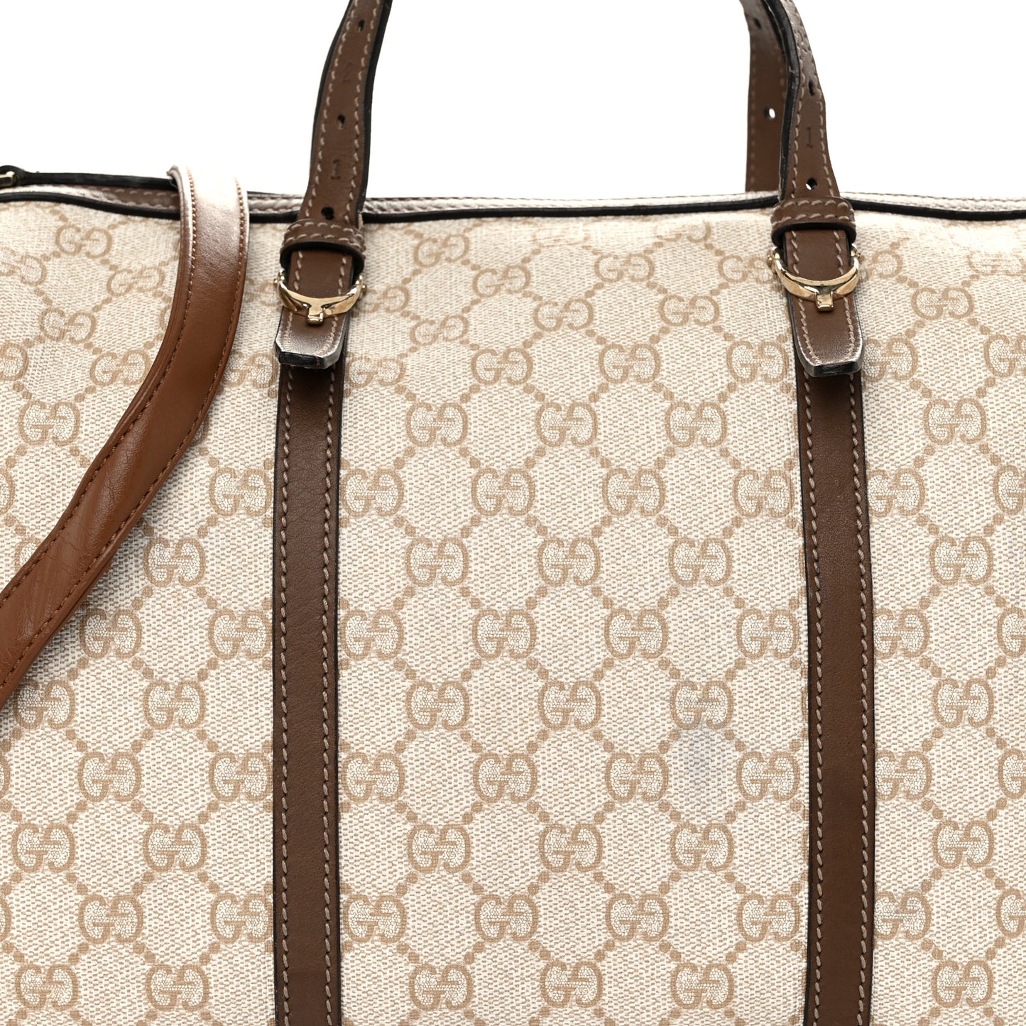 GG Supreme Monogram Calfskin Medium Nice Boston New Mystic White Beige Brown