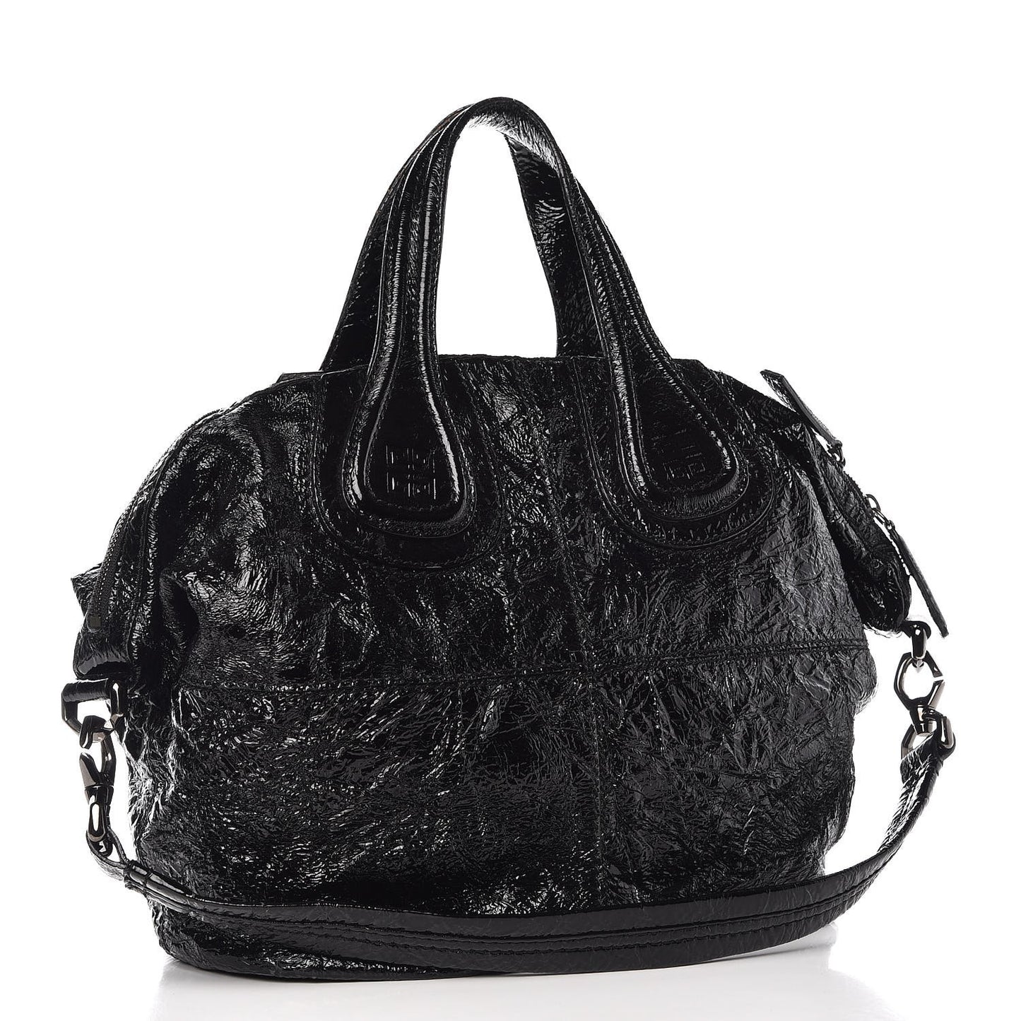 Crinkled Patent Calfskin Small Nightingale Black