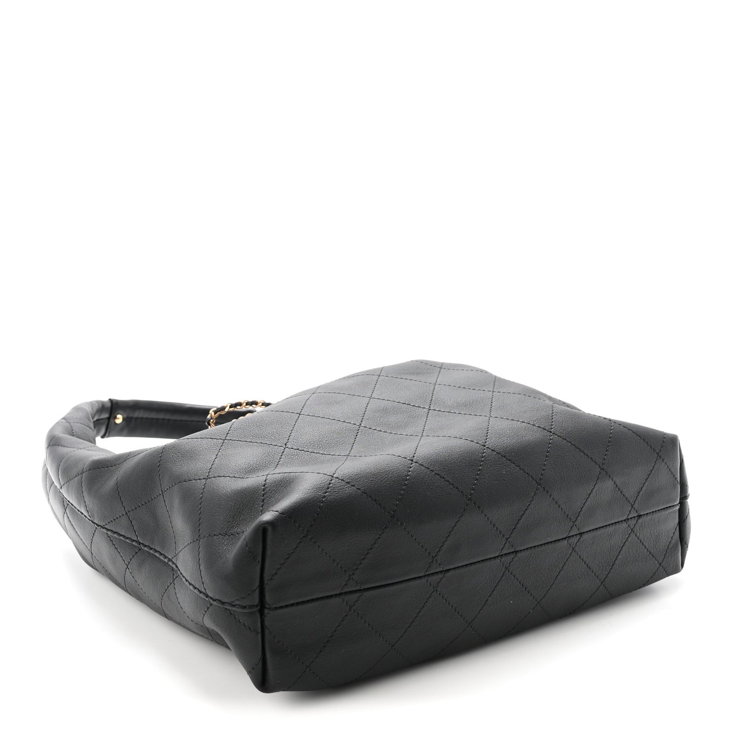 Calfskin Quilted Maxi Hobo Black