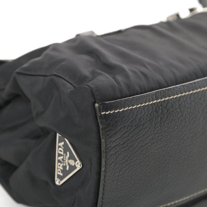 Prada Tessuto Nylon Vitello Foldover Pushlock Satchel Black 9 of 13