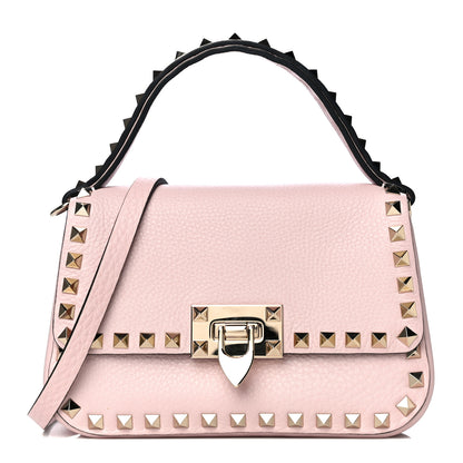 Valentino Garavani Grainy Calfskin Small Rockstud Top Handle Bag Rose Quartz 1 of 10