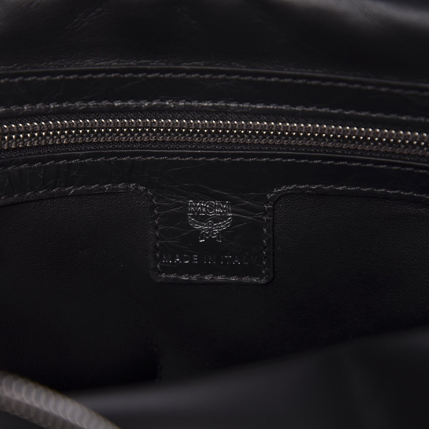 Crushed Calfskin Logo Crossbody Bag Black
