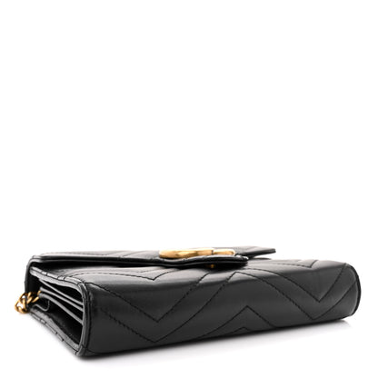Gucci Calfskin Matelasse GG Marmont Chain Wallet Black 4 of 14