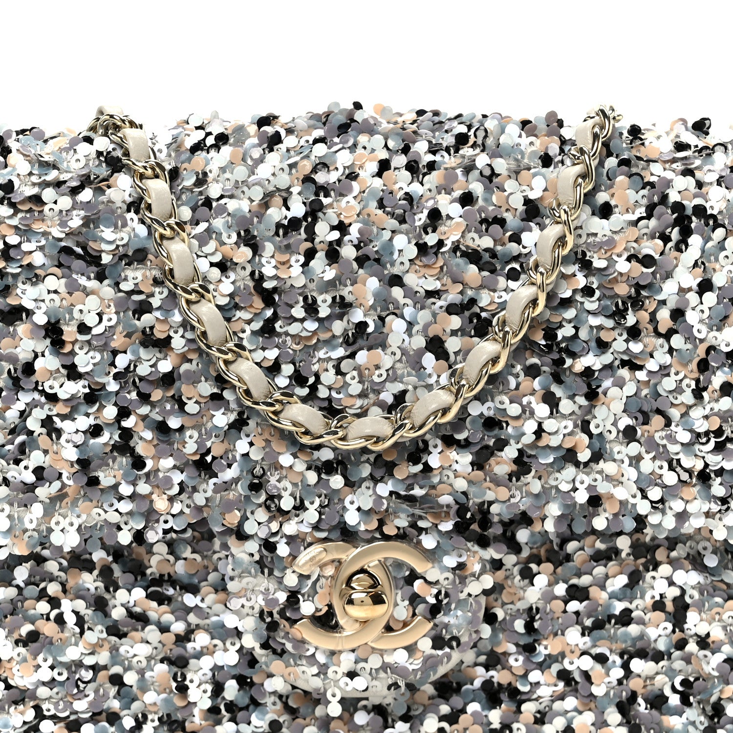 Chanel Sequin Mini Flap Gray Black White Pearly White 9 of 11