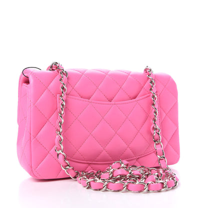 Chanel Lambskin Quilted Mini Rectangular Flap Neon Pink 3 of 10