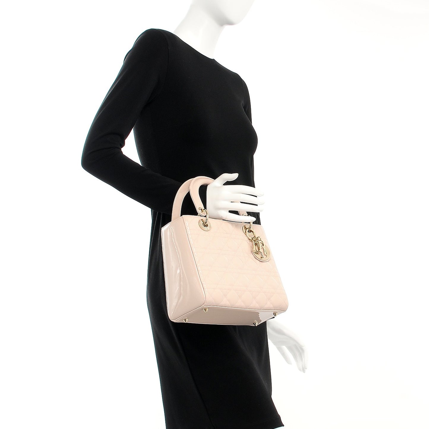 Patent Cannage Medium Lady Dior Light Pink
