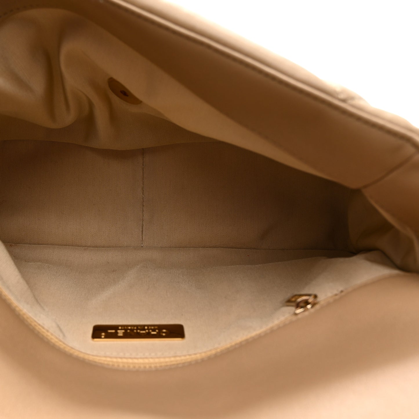 Lambskin Quilted Large Chanel 19 Flap Beige