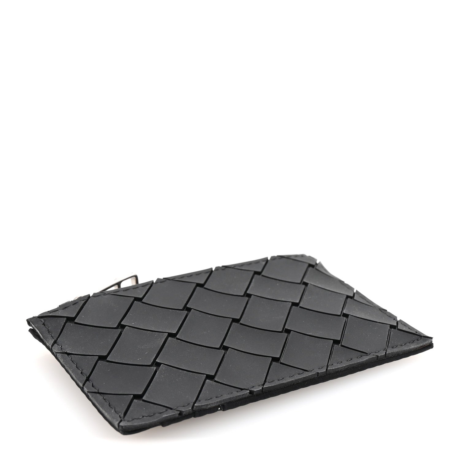 Bottega Veneta Rubber Nylon Intrecciato Zip Card Holder Black 4 of 7