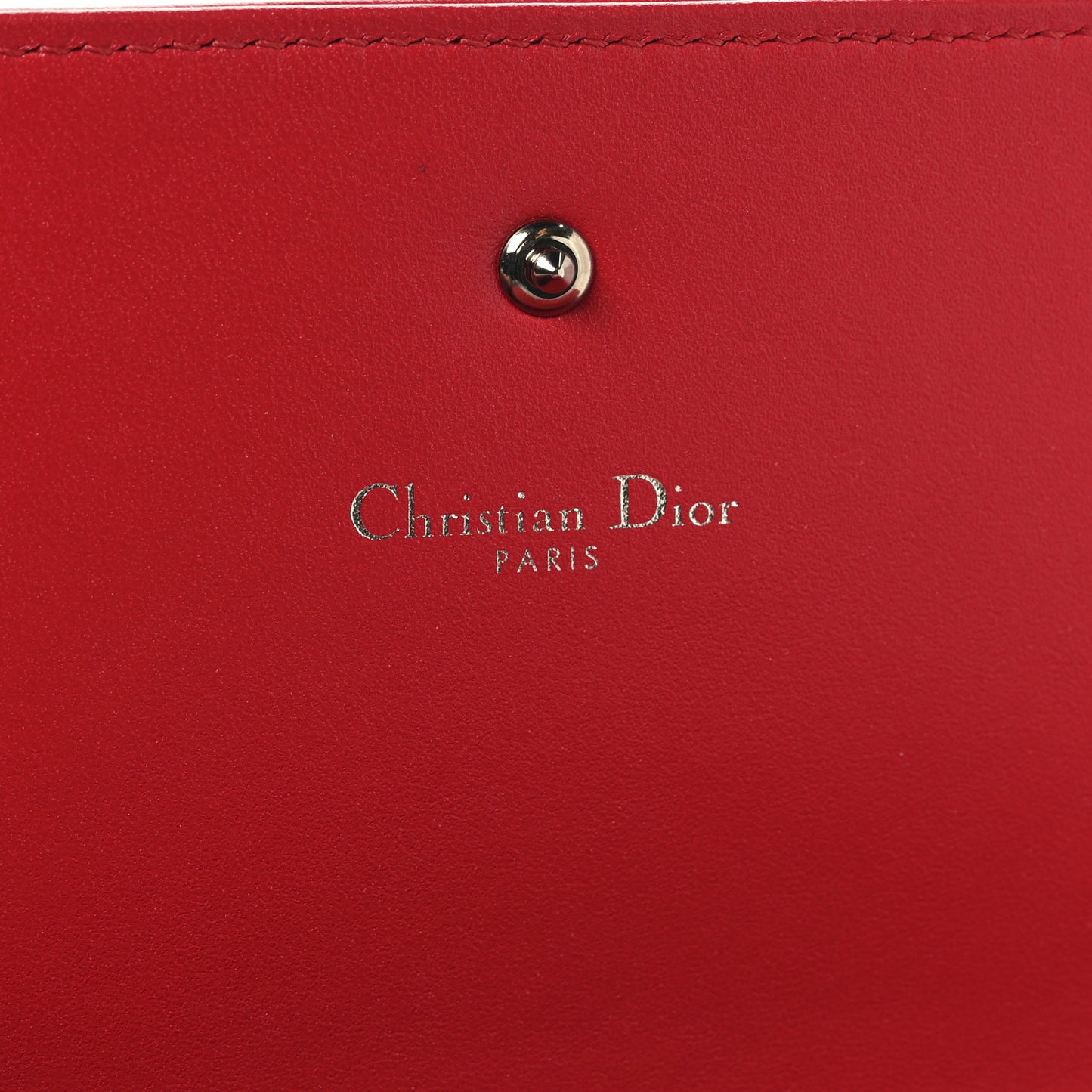 Grained Calfskin Diorama Croisiere Chain Wallet Red