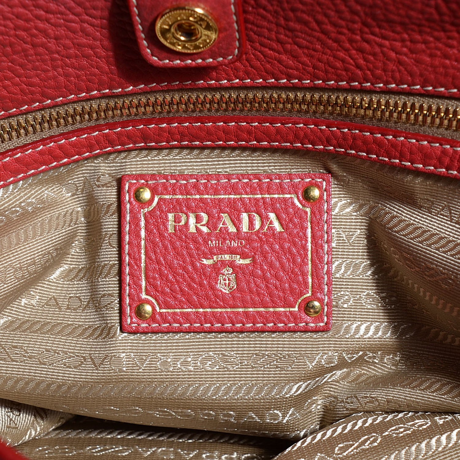 Prada Vitello Daino Tote Fuoco 6 of 10