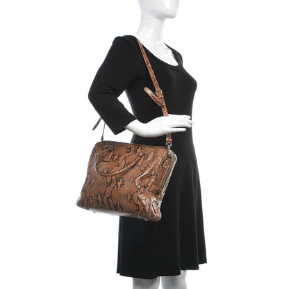Prada Shiny Python Bauletto Tote Brandy 2 of 11