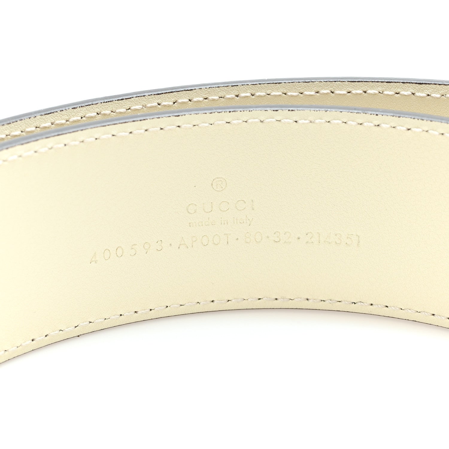 Gucci Calfskin Double G 40mm Belt 80 32 Mystic White 3 of 5