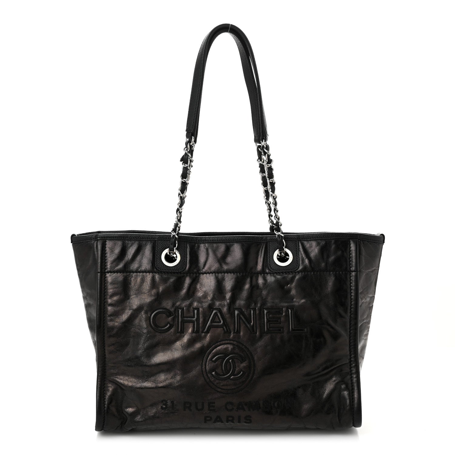 Chanel Glazed Calfskin Small Deauville Tote Black 1 of 10