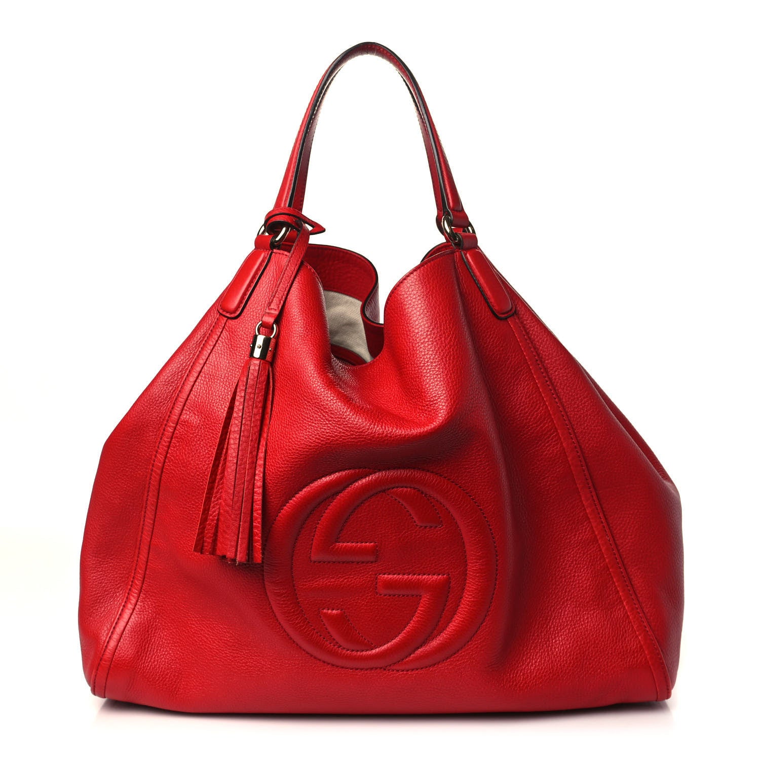 Gucci Pebbled Calfskin Large Soho Shoulder Bag Red 1 of 10