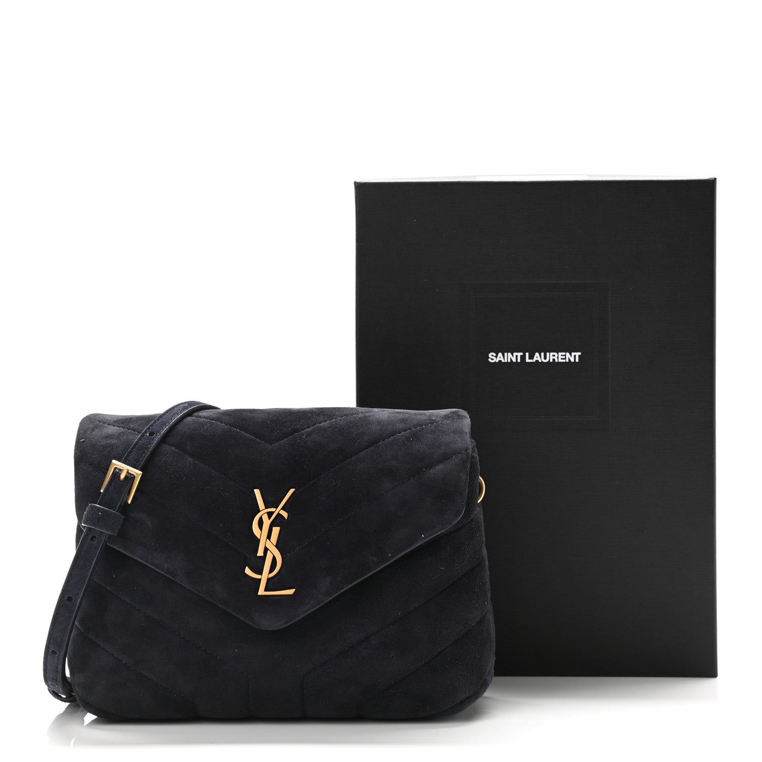 Saint Laurent Suede Toy Loulou Shoulder Bag Deep Marine 11 of 11