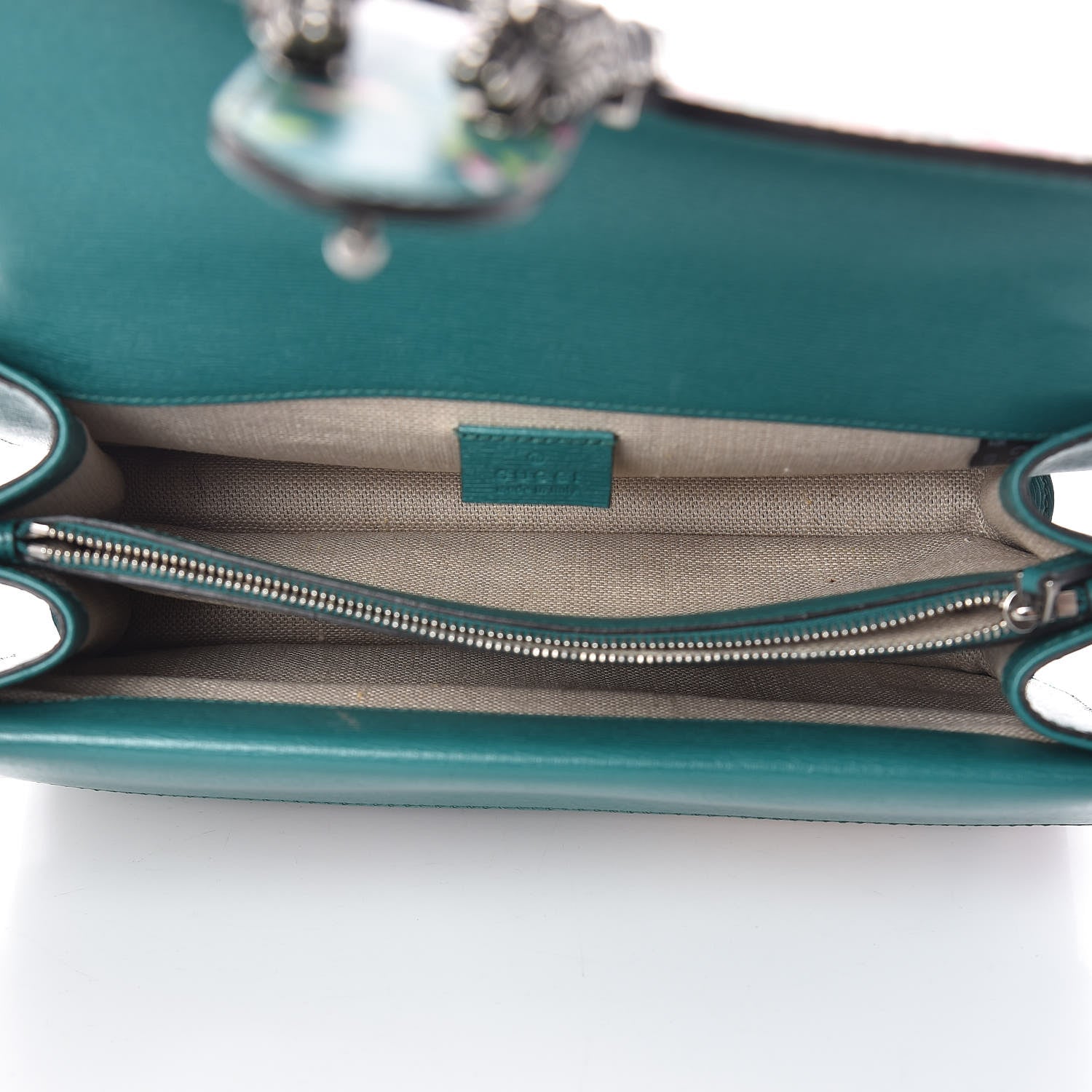 Gucci Calfskin Blooms Print Small Dionysus Shoulder Bag Bright Emerald Multicolor 5 of 13