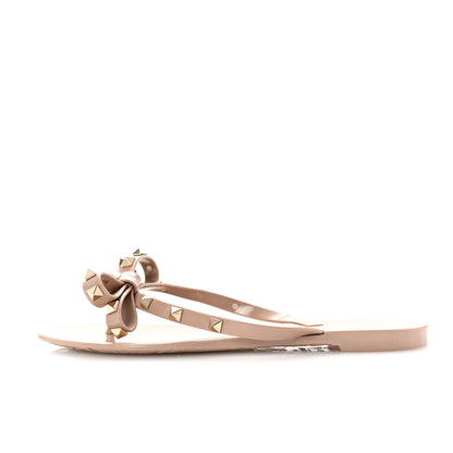Valentino Garavani PVC Jelly Rockstud Bow Thong Sandals 39 Poudre 1 of 8