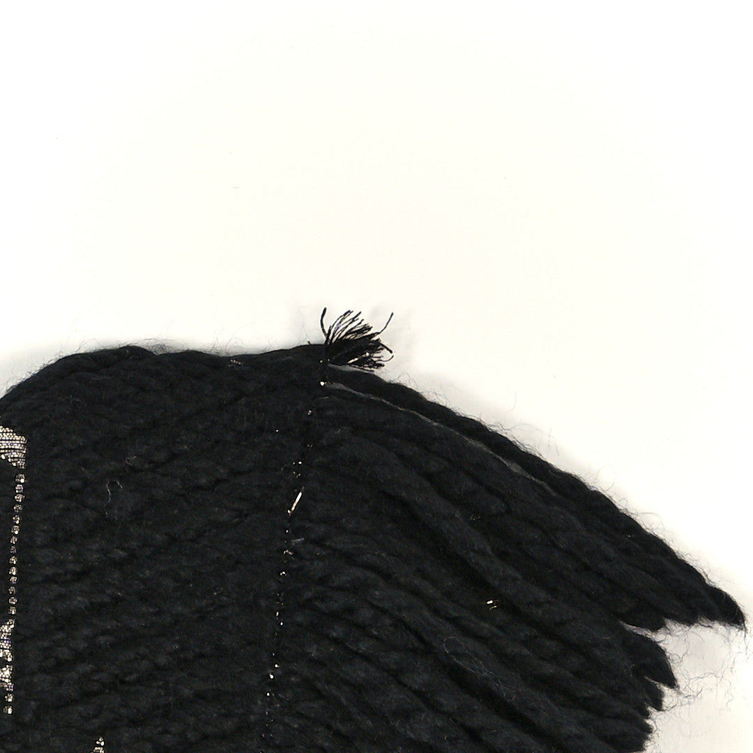 Wool Silk Logomania Shine Scarf Black