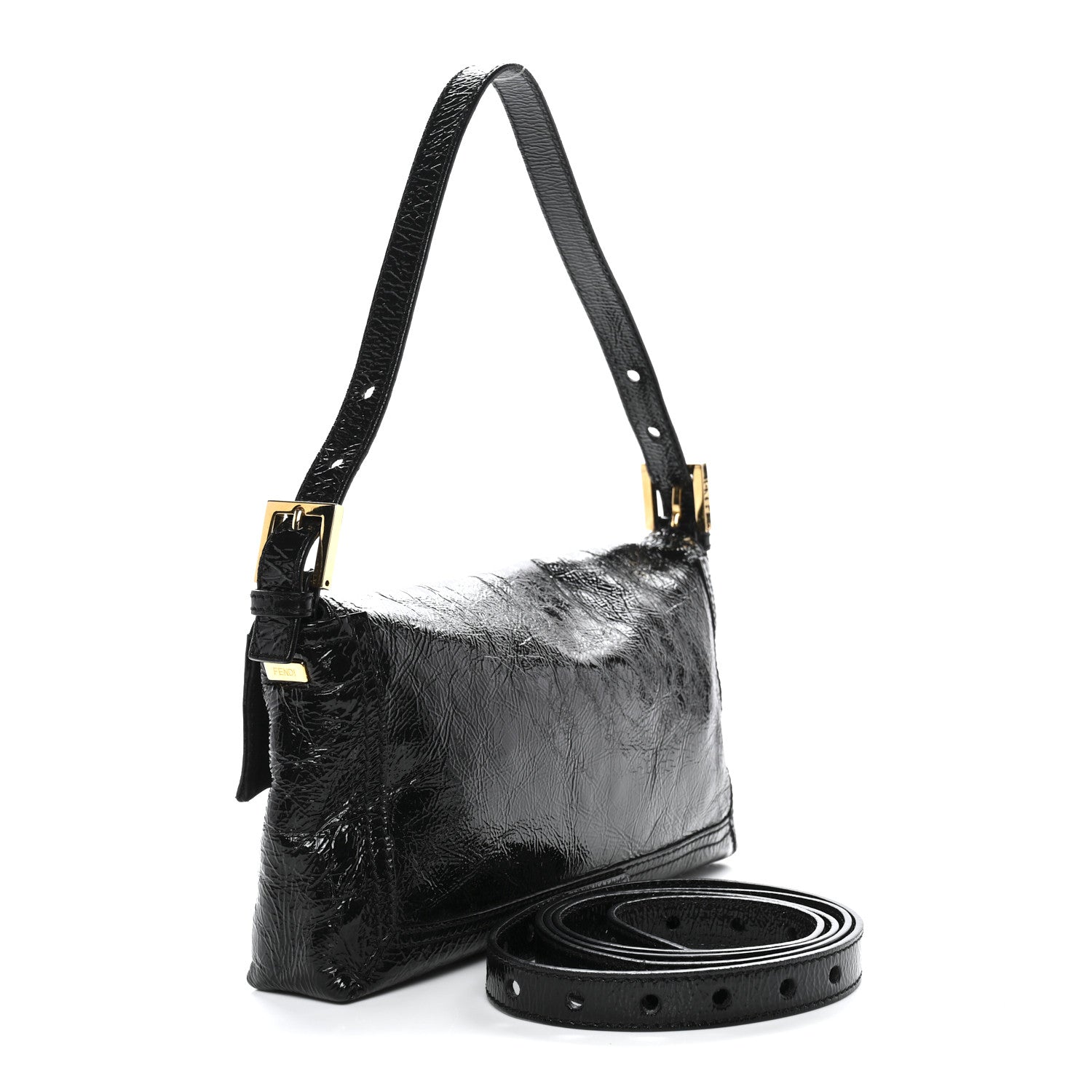 Fendi Vitello Naplak Medium Convertible Baguette Black 3 of 9